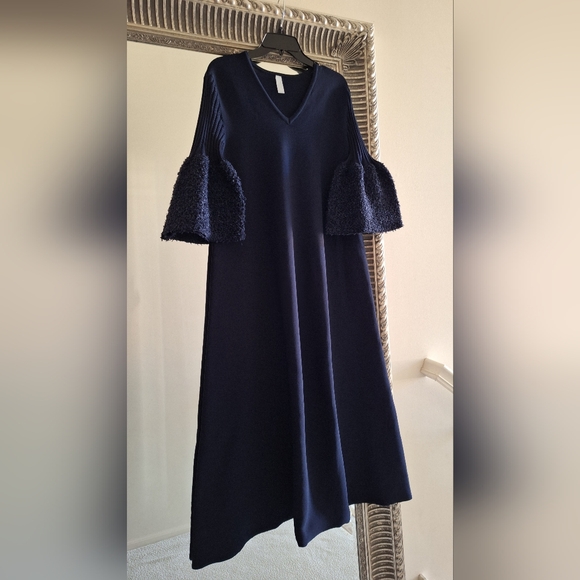 CFCL Pottery Reef Luxe Long Bell Sleeve Flare Dress Blue Sz 3 US 6 M Org $750 - Picture 3 of 16